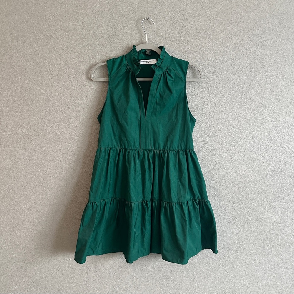 Amanda Uprichard Emerald Green Tiered Babydoll Mini Dress small